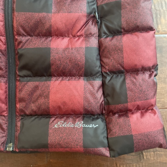Eddie Bauer EB650 Goose Down Puffer Vest Size XS Red Buffalo Plaid Full Zip‎ - Picture 3 of 8